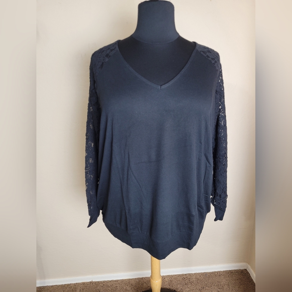 Torrid V-Neck Lace Sleeved Sweater